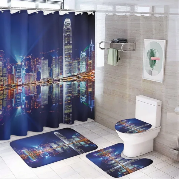 Hong Kong Island Modern on a shower curtain