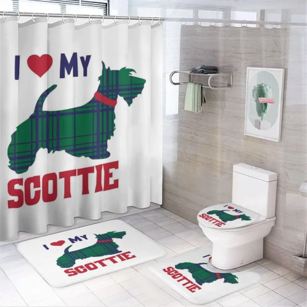 I Heart My Scottie Text on a shower curtain