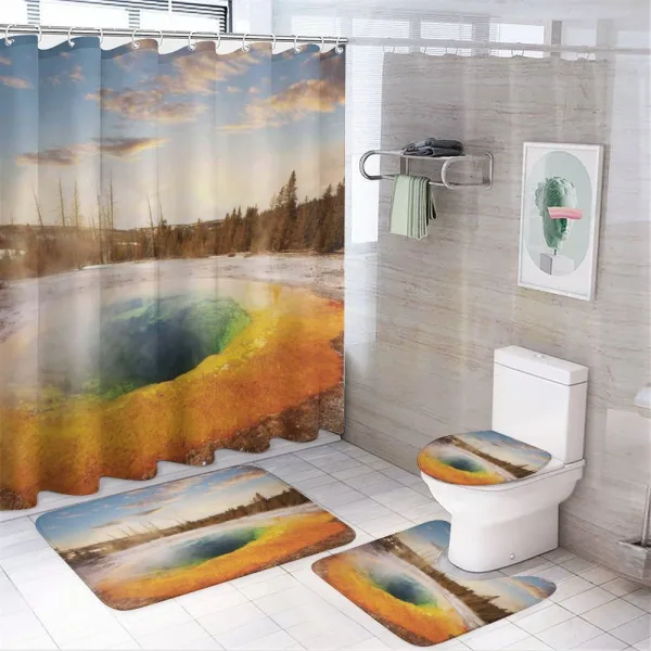 Morning Pool Park on a shower curtain