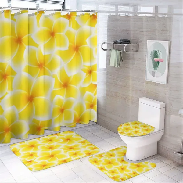 Plumeria Flower Blossoms on a shower curtain