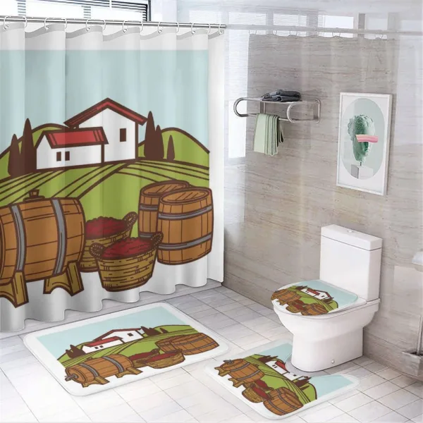 Retro Vineyard Harvest on a shower curtain