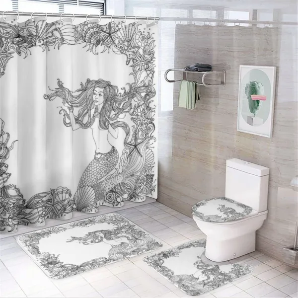 Seashells Mermaid Myth on a shower curtain