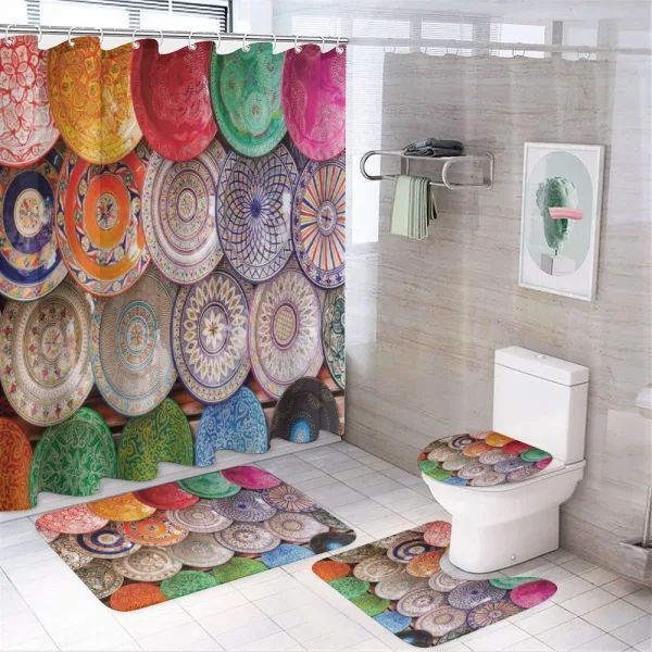 Traditional Colorful on a shower curtain