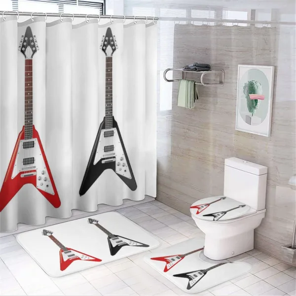 V Shaped Design Song on a shower curtain
