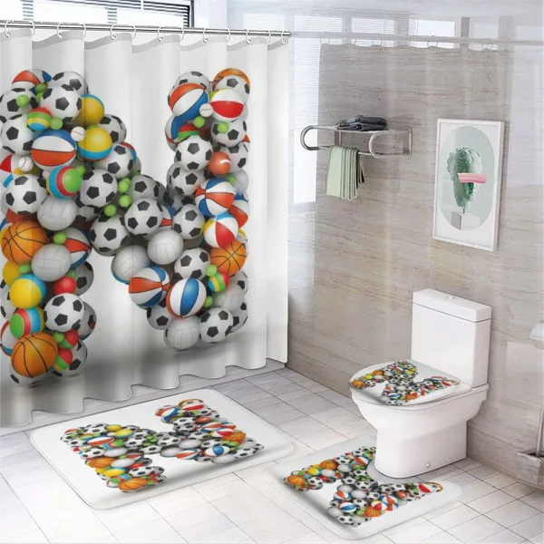 Various Balls Capital on a shower curtain