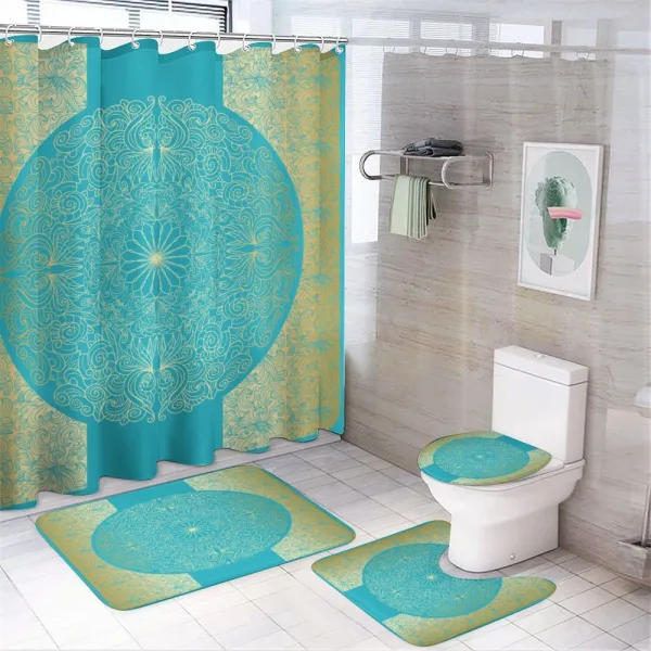 Vibrant Exotic Motifs on a shower curtain