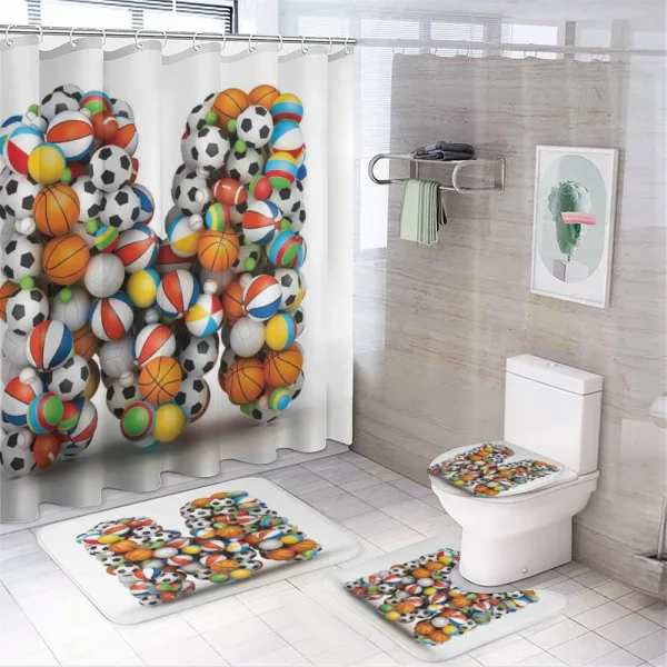 Alphabet Sports Balls on a shower curtain