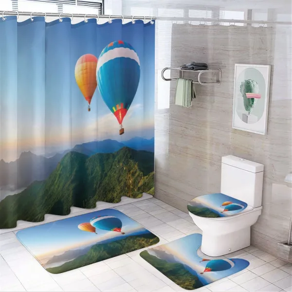 Balloons on Ridges on a shower curtain