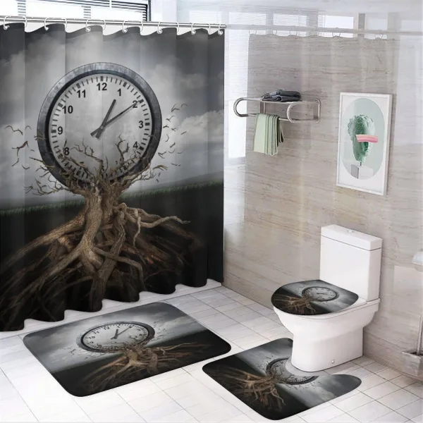 Clock Surrealist on a shower curtain