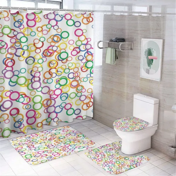 Colored Geometric Circle on a shower curtain