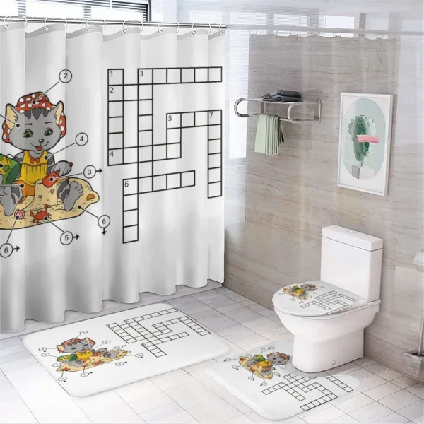 Crossword on a shower curtain