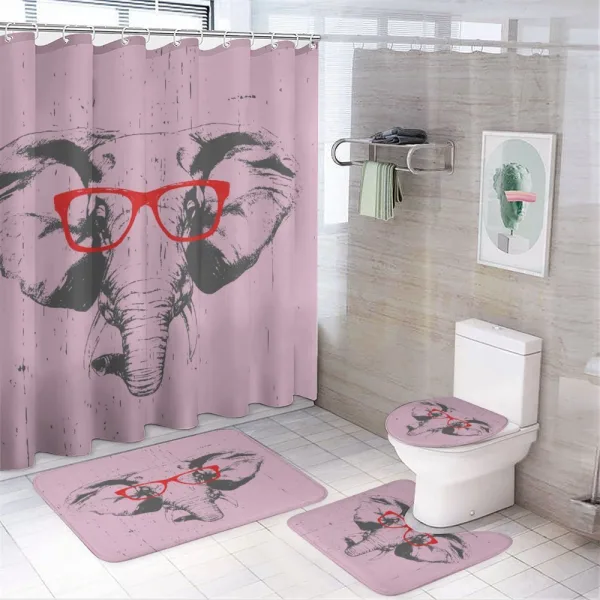 Elephant with Funny Glasses on a shower curtain