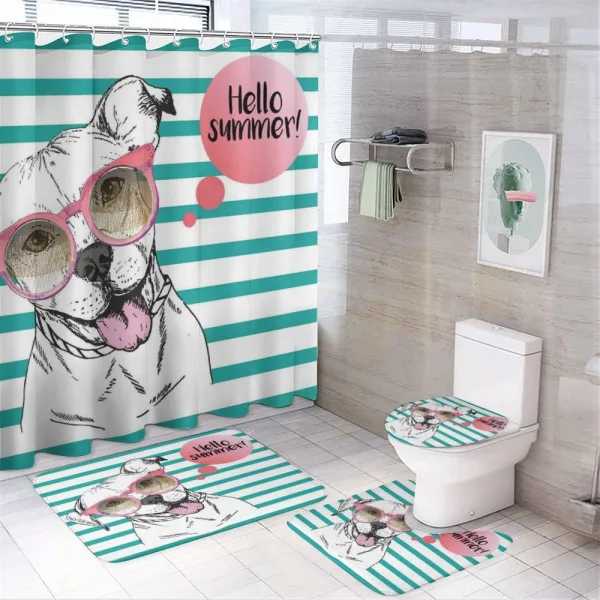 English Pitbull Sunglassess on a shower curtain