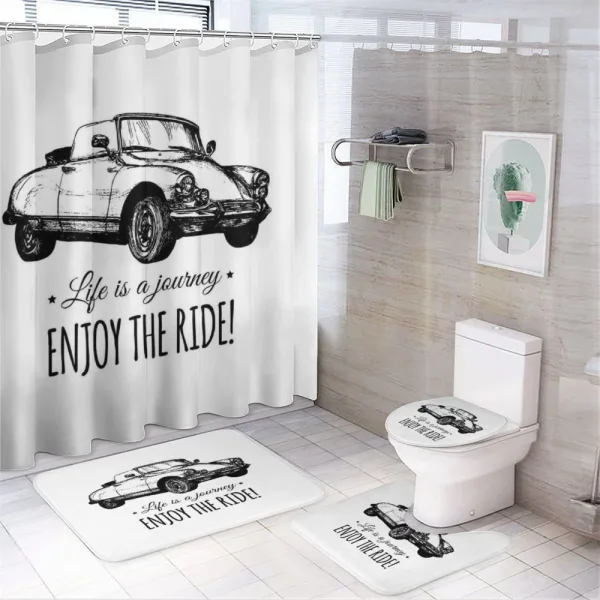 Hand Sketched Car on a shower curtain