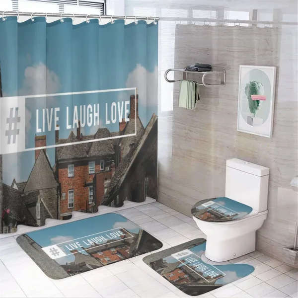 Hashtag Words on a shower curtain