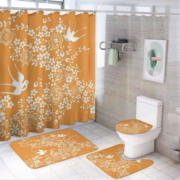 Japanese Tree Birds Art on a shower curtain