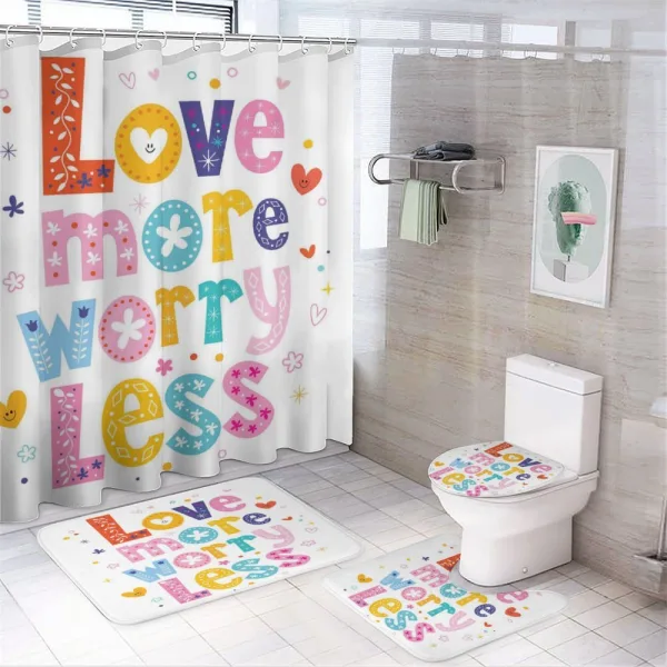 Love More Words on a shower curtain