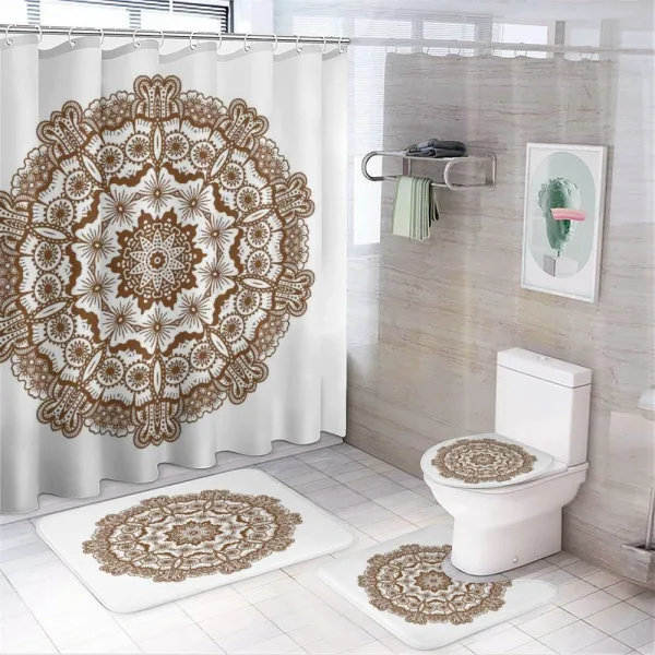 Monochrome Circles Ornate on a shower curtain