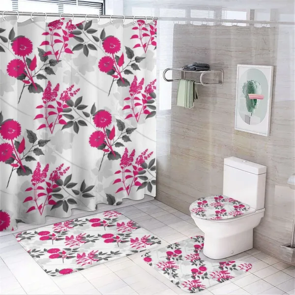 Nostalgic Leaf and Flowers on a shower curtain