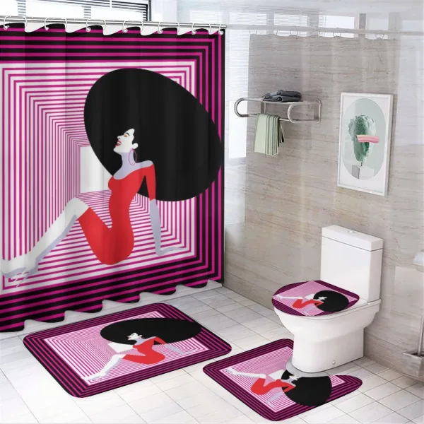 Pop Art Vintage Woman on a shower curtain