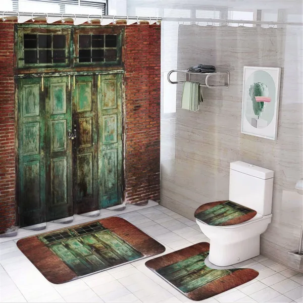 Rusty Old Retro Door on a shower curtain