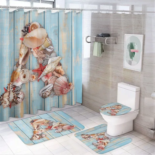 Seashell Wood Backdrop on a shower curtain