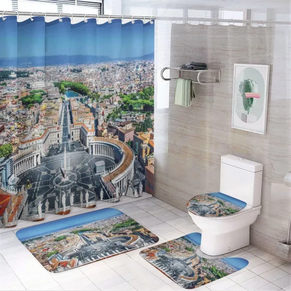 Square in Rome Cityscape on a shower curtain