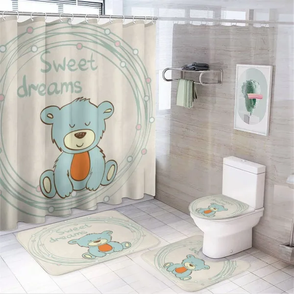 Teddy Bear Sleep on a shower curtain