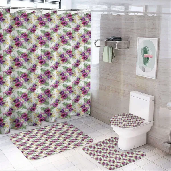 Watercolor Bouquet Leaves on a shower curtain