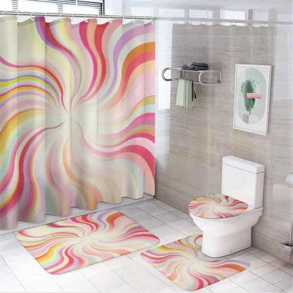 Wavy Lines Sixties on a shower curtain