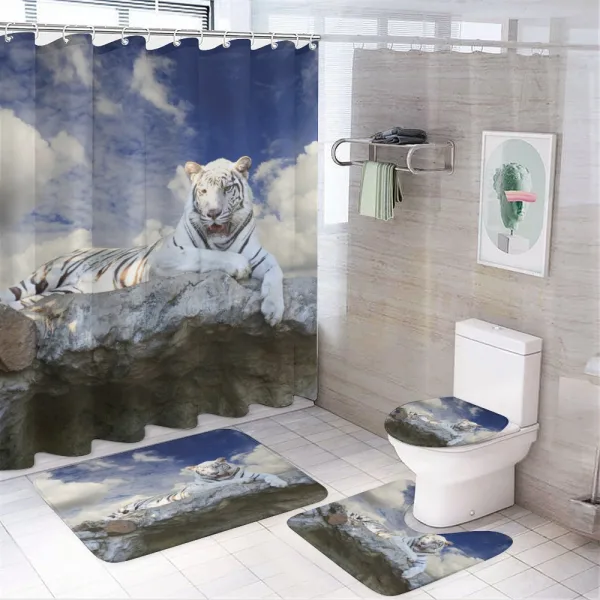 Bengal Feline Hunting on a shower curtain
