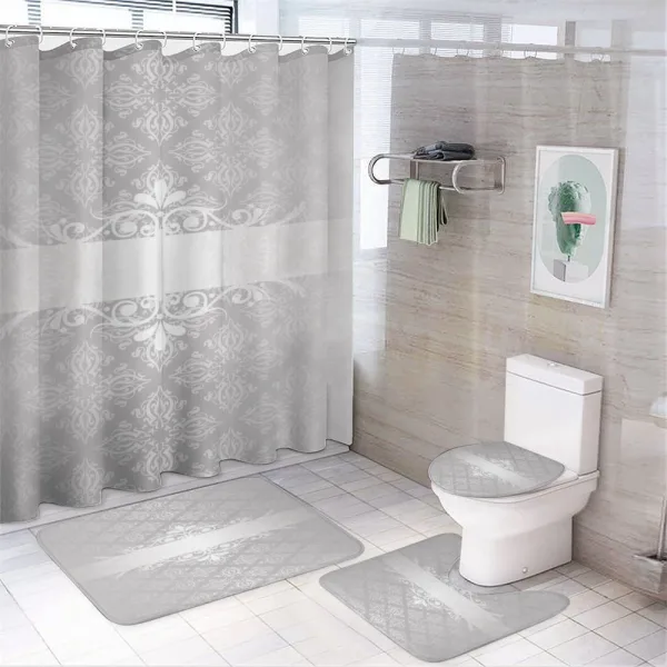 Classical Floral Scroll on a shower curtain