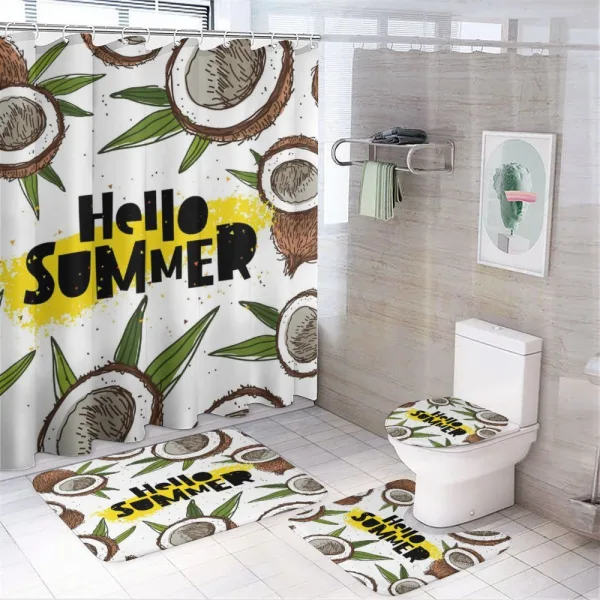 Coconut Halves on a shower curtain