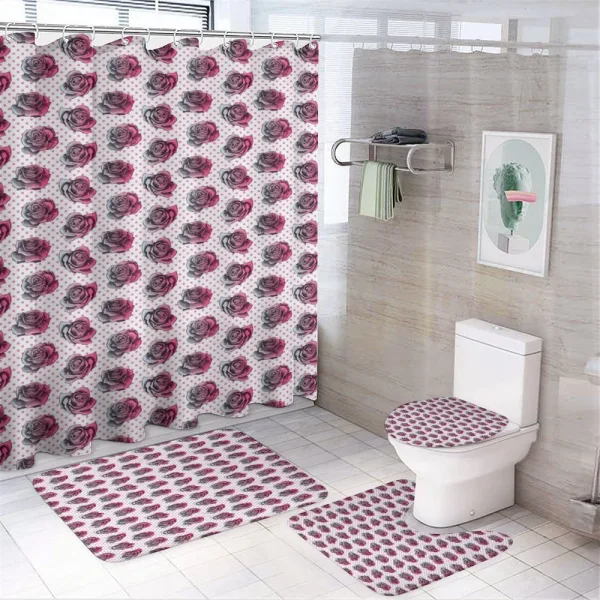 Detailed Roses Art on a shower curtain