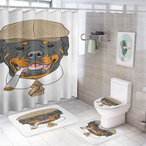 Dog in a Cap and Tie on a shower curtain