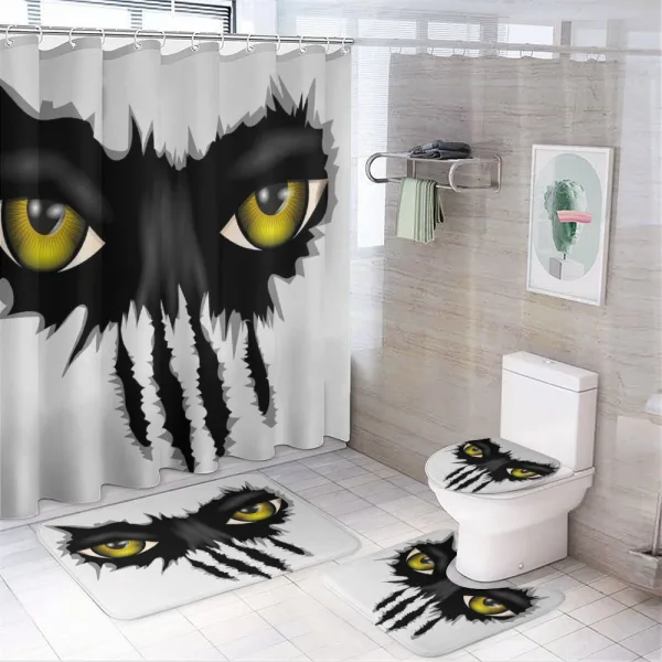 Evil Eyes Black Cat Danger on a shower curtain