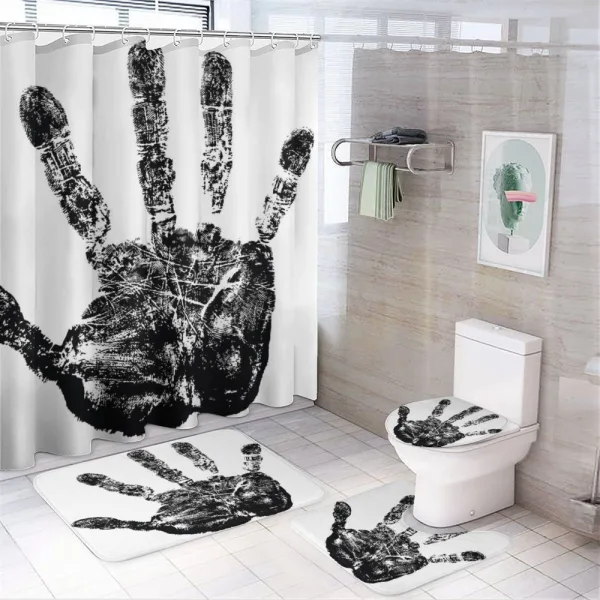 Grunge Motley Hand Stamp on a shower curtain