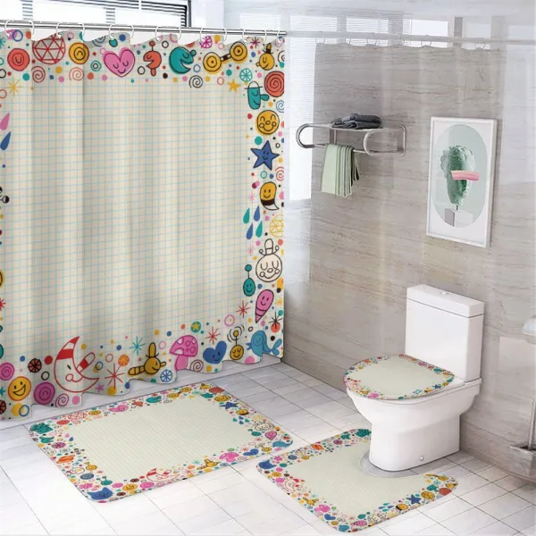 Happy Doodle Frame on a shower curtain