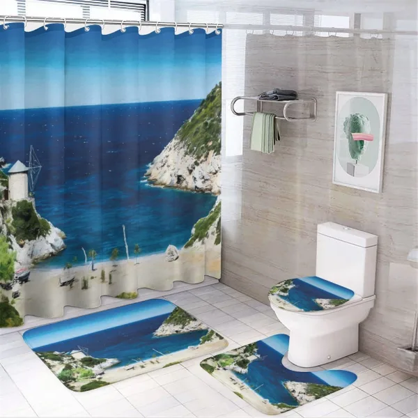 Rocky Sandy Cove Seaside on a shower curtain