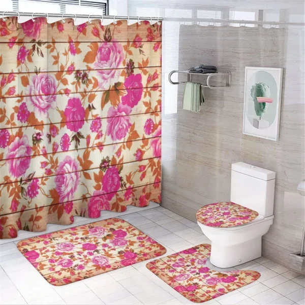 Roses on Wood Backdrop on a shower curtain
