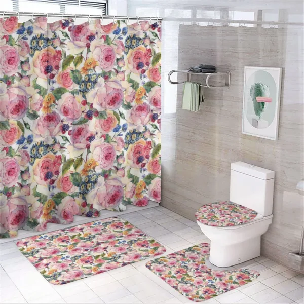 Shabby Plant Rose Floral on a shower curtain