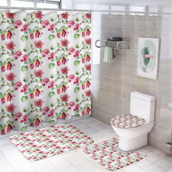 Shabby Plant Roses Tulips on a shower curtain