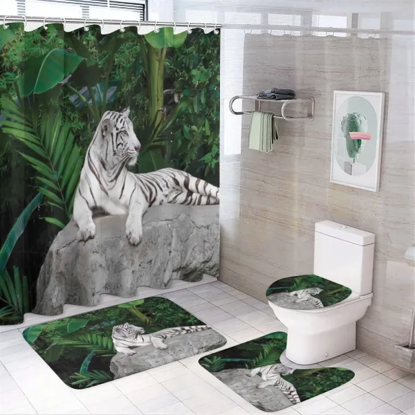 White Tiger in Jungle on a shower curtain
