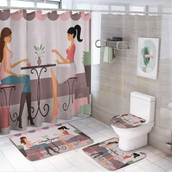 Women Having Coffee on a shower curtain