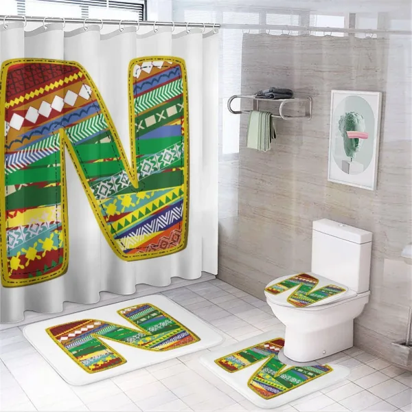 Yellow Corners Hippie on a shower curtain