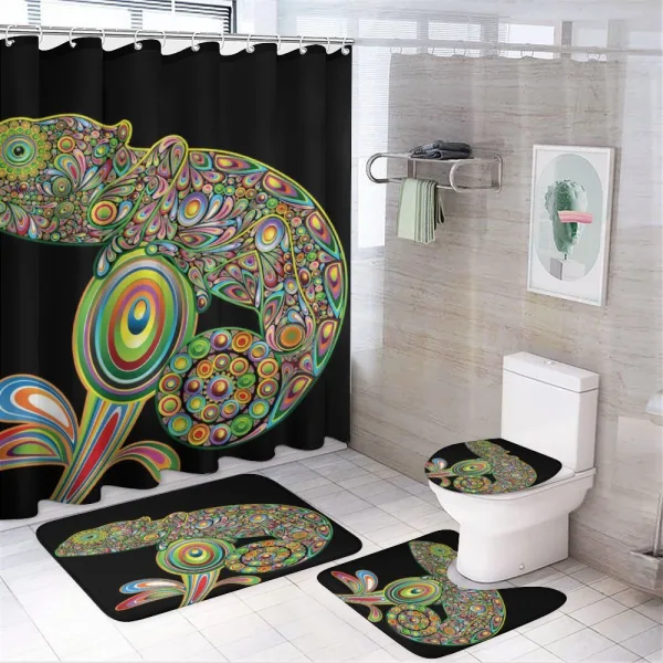 Chameleon Embelished on a shower curtain