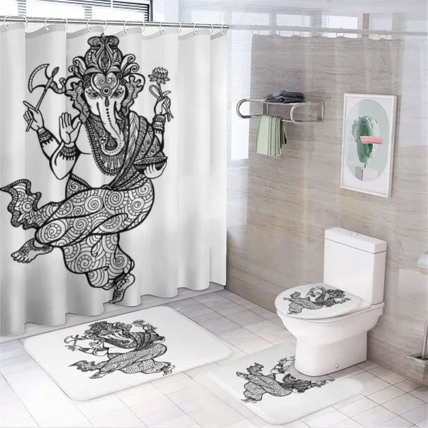 Dancing Elephant Sketch on a shower curtain