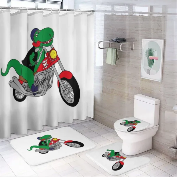 Funny Rider T-rex on a shower curtain