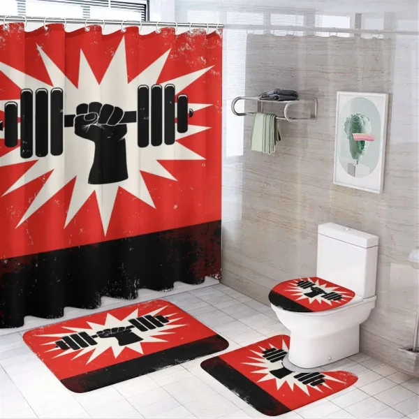Grunge Dumbbell Lift on a shower curtain