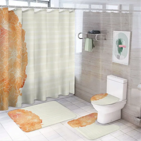 Island Floral Side Frame on a shower curtain